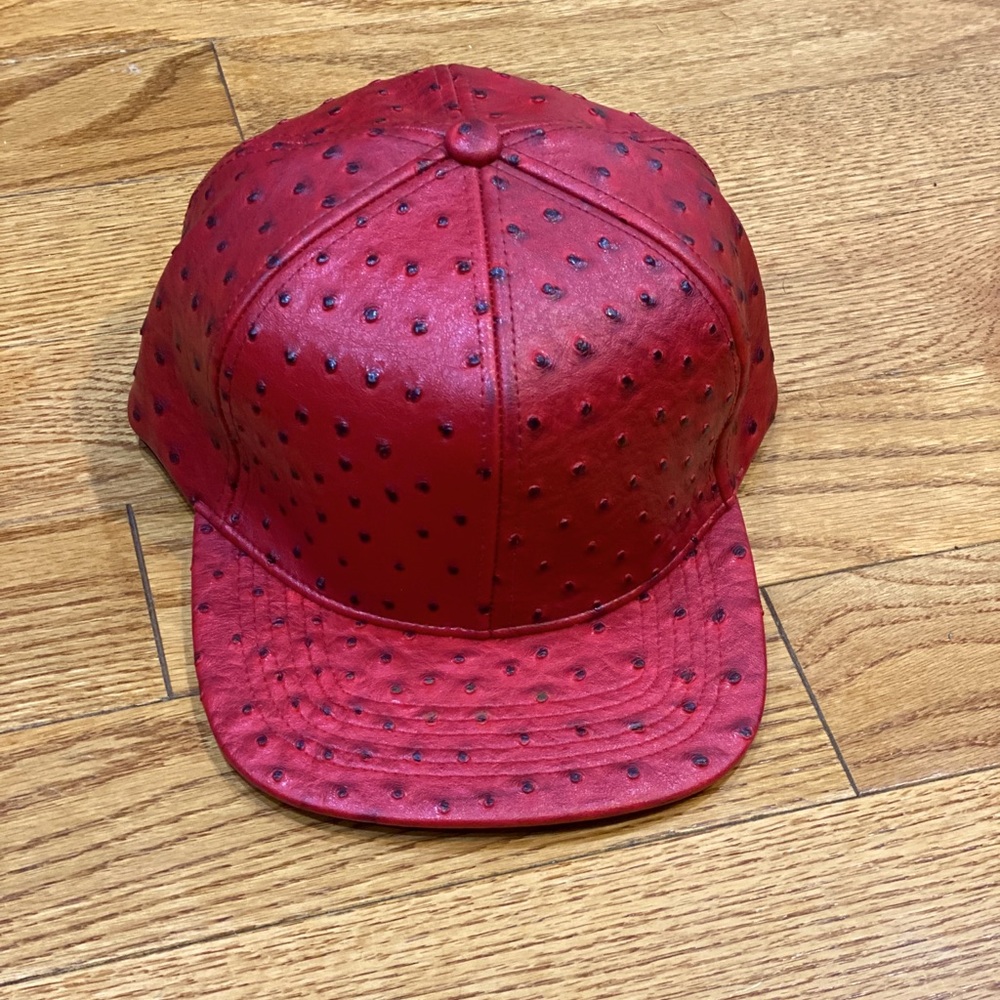 Red Ostrich Skin Hat